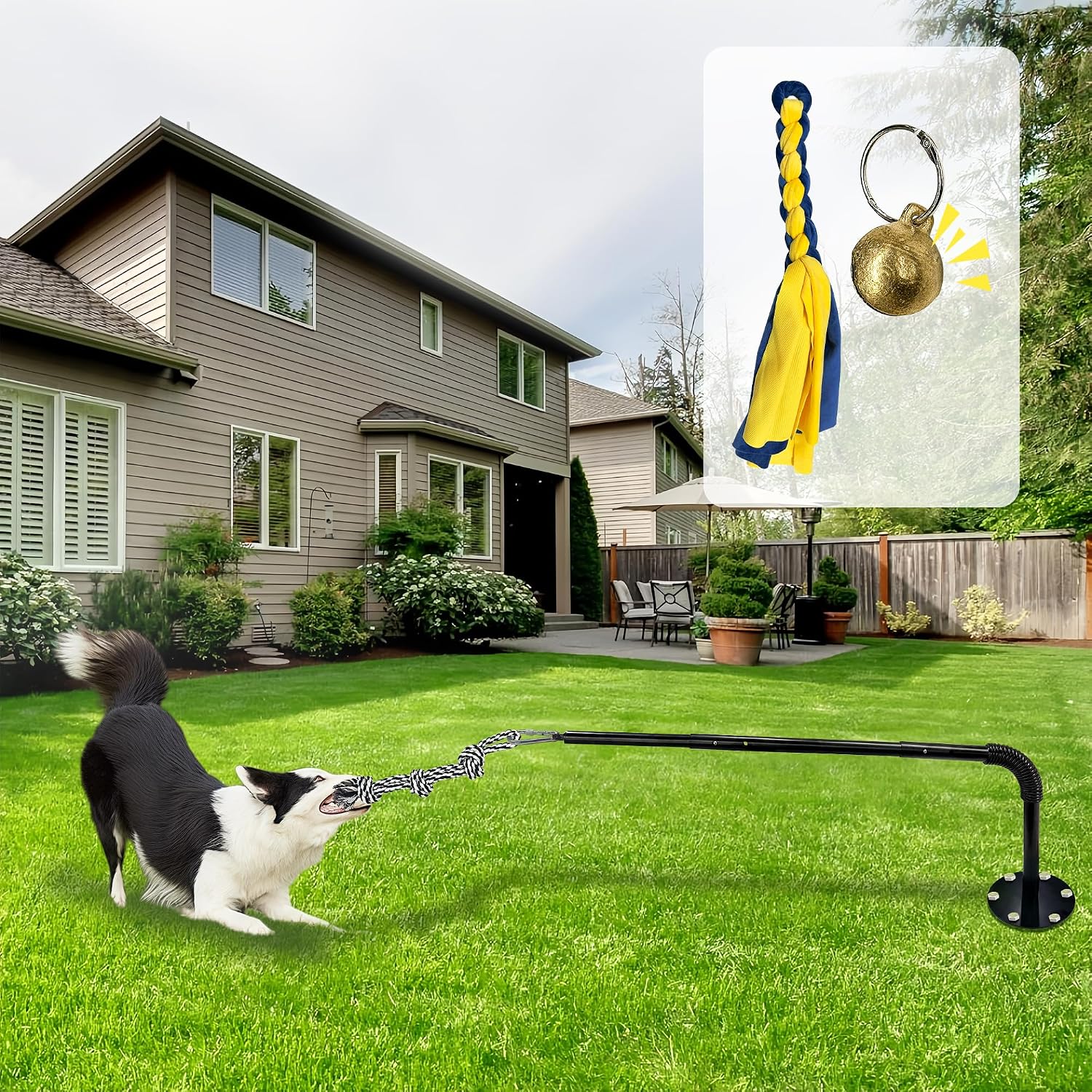 Flirt Pole for Dogs, Interactive Dog Toys Extendable Teaser Wand with Lure Chewing Toy, Chase and Tug of War for Small Medium Large Dogs Training Playing Exercise - Image 9