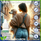 Handmade Carnohyaluron artificial tears for dogs and cats displaying the clear gel formula consistency