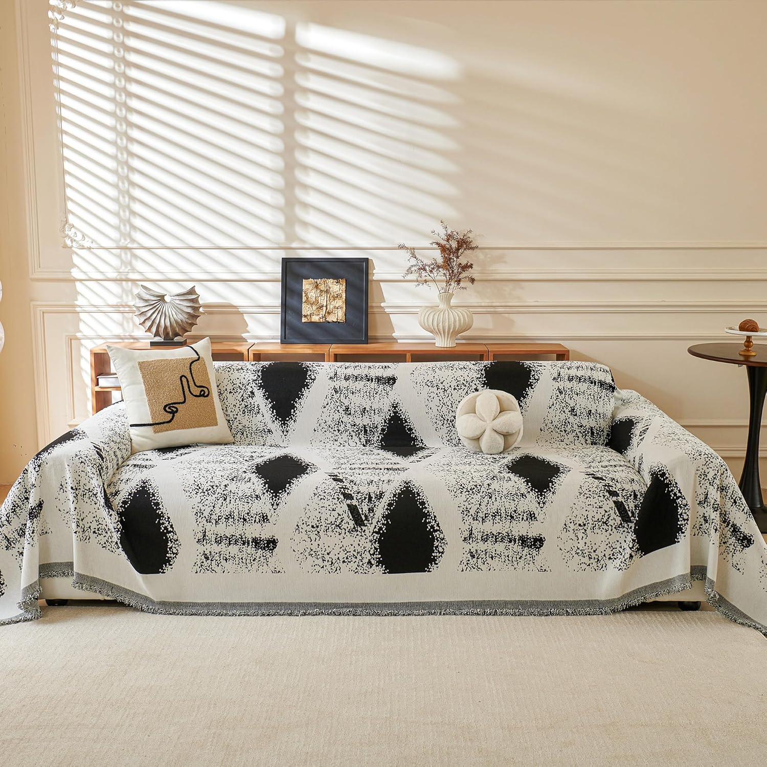 MYSKY HOME Boho Couch Cover front view on a loveseat sofa