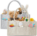 Hiphop Panda diaper caddy organizer front view in grey and oatmeal
