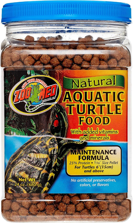 Zoo Med Natural Aquatic Turtle Food front view of the twenty four ounce container