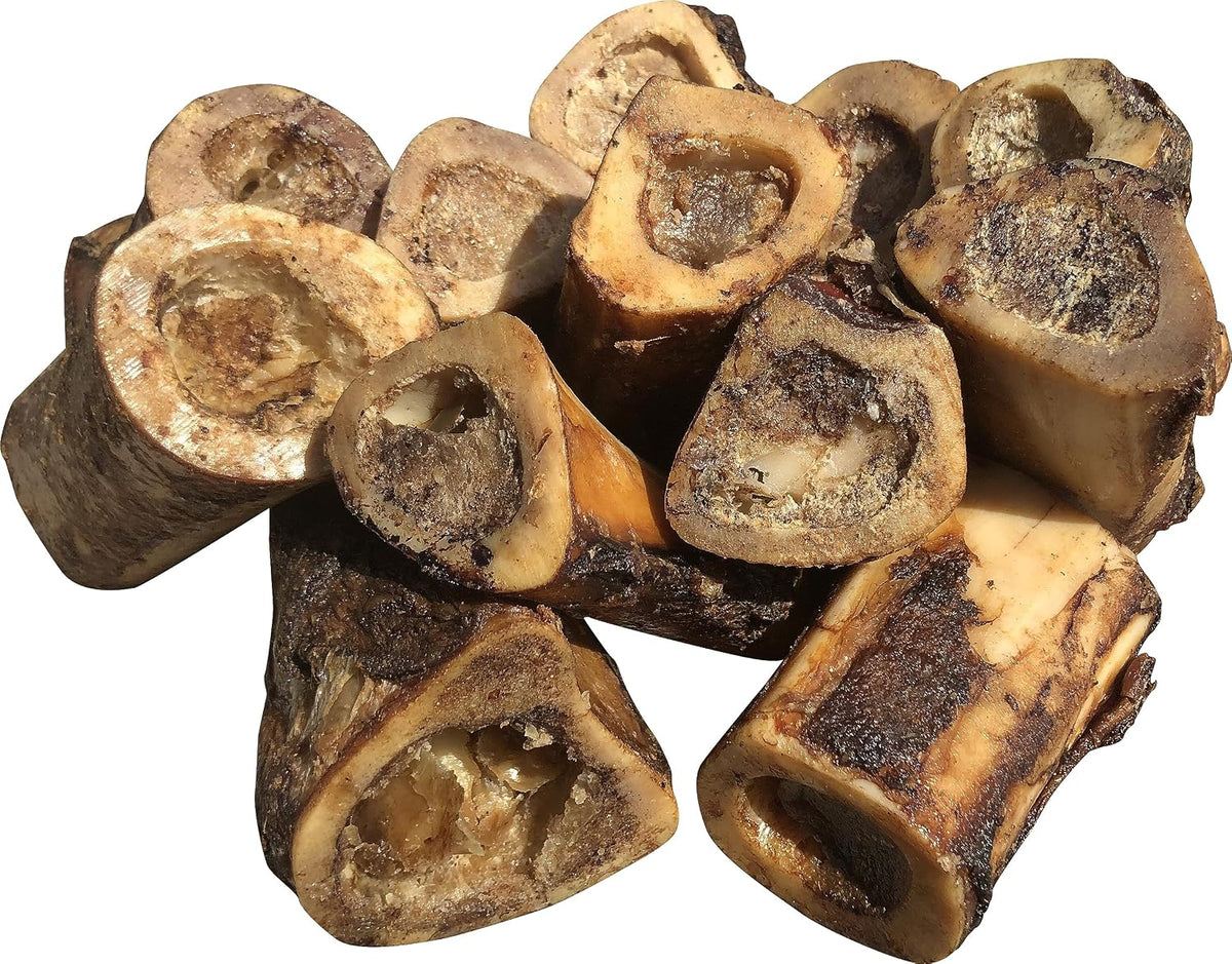 Full lifestyle display of the imported grass fed beef marrow treats for Indian pet owners.