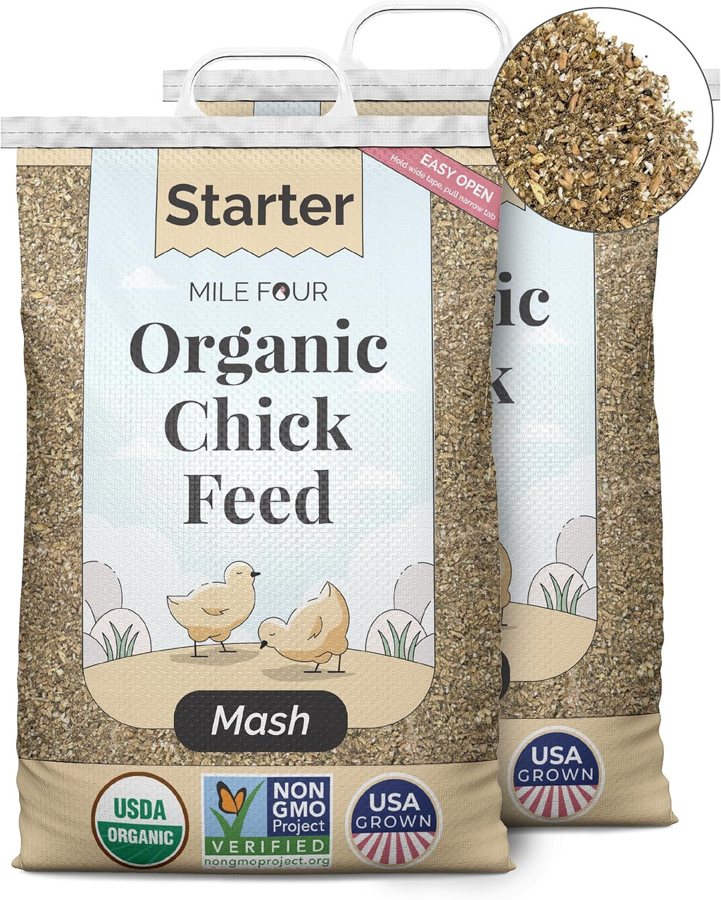 Mile Four Organic Chicken Feed - Starter Chick Mash, Non-GMO, USA Grown, 21% Protein, Corn-Free, Soy-Free, Non-Medicated Chick Feed, 2 lb Sample - Image 11