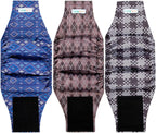 Three pack of premium imported male dog waist wraps on white background