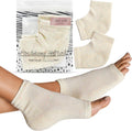 Kitsch moisturizing heel socks front view showing cream rainbow speckle knit design