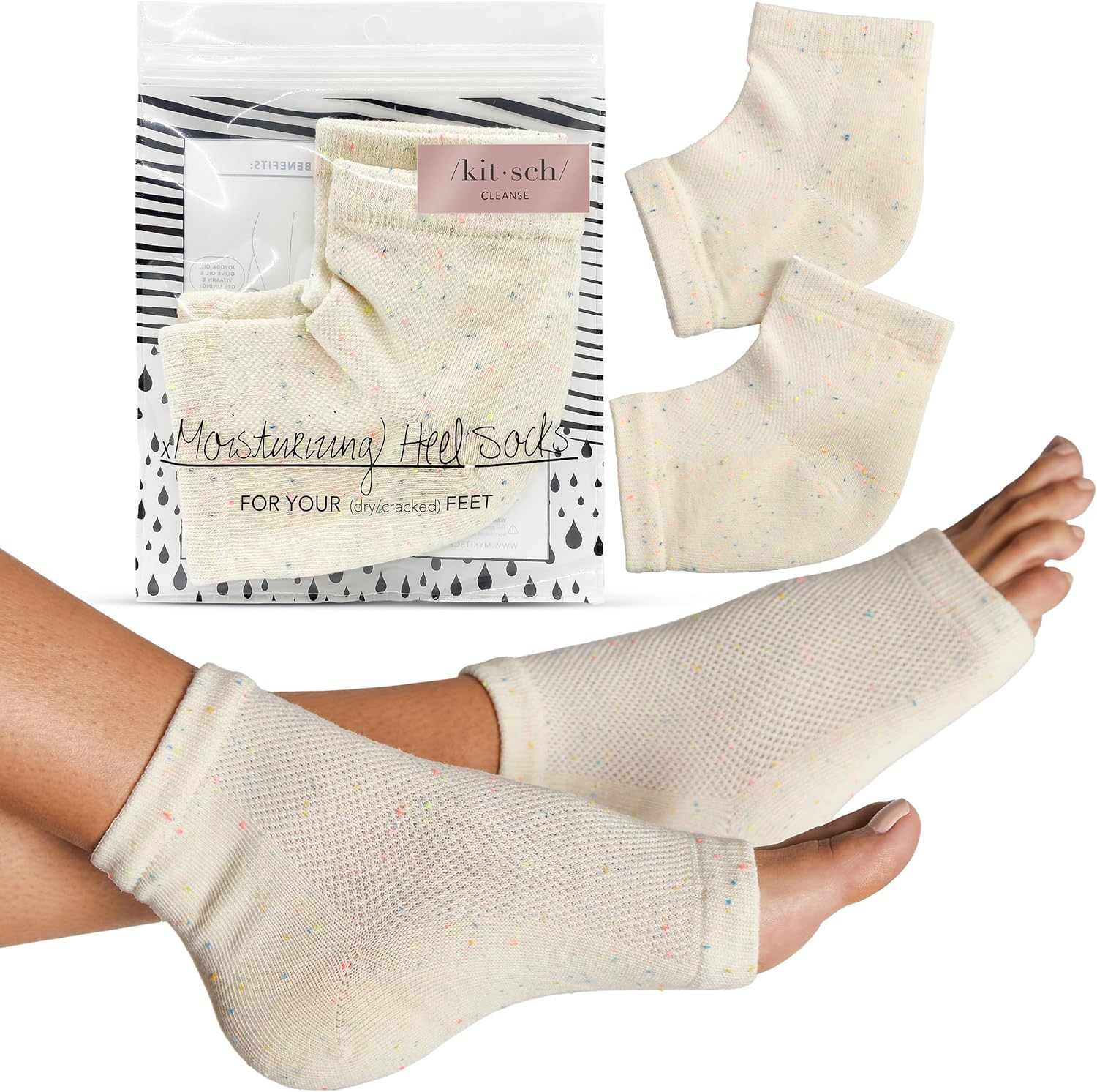 Kitsch moisturizing socks for cracked heel treatment in charcoal grey