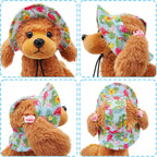 Close up of adjustable chin strap on dog sun hat