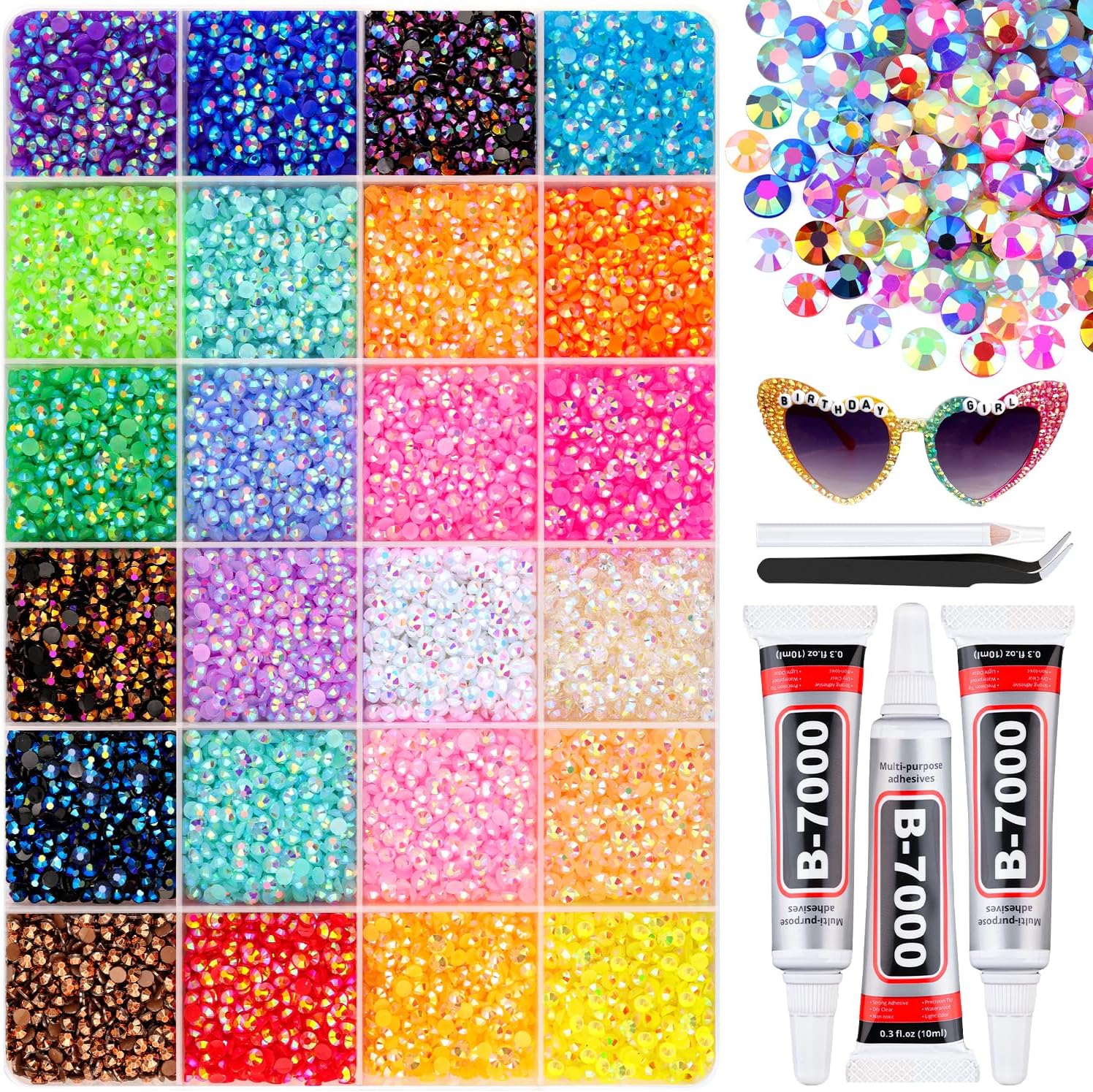 Belleboost 32000 pieces mixed color resin rhinestones front view