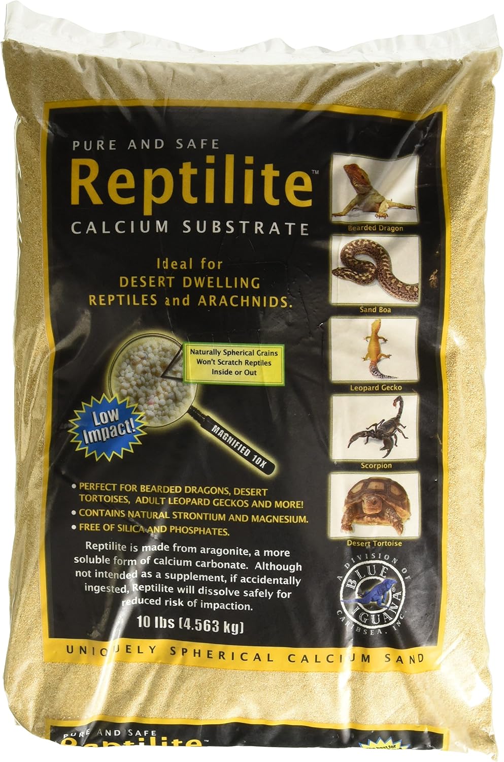 Close up of Carib Sea Reptilite natural white calcium grains