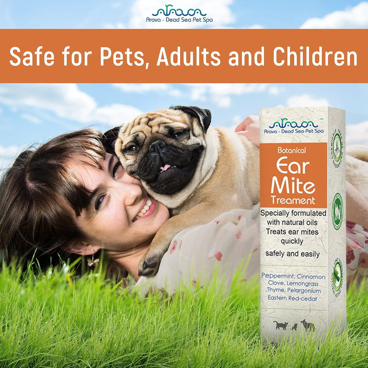Arava dog and cat ear treatment back instructions label