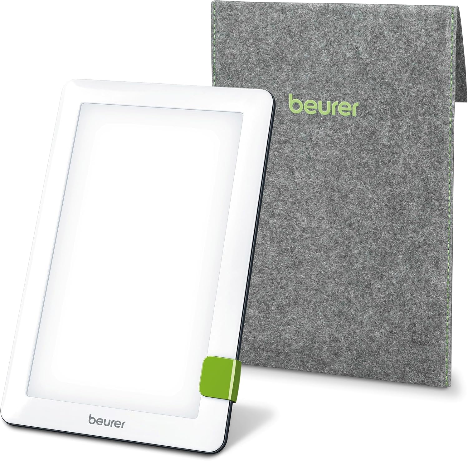 Beurer TL30 Portable Daylight Lamp front view showing bright white LED light panel.