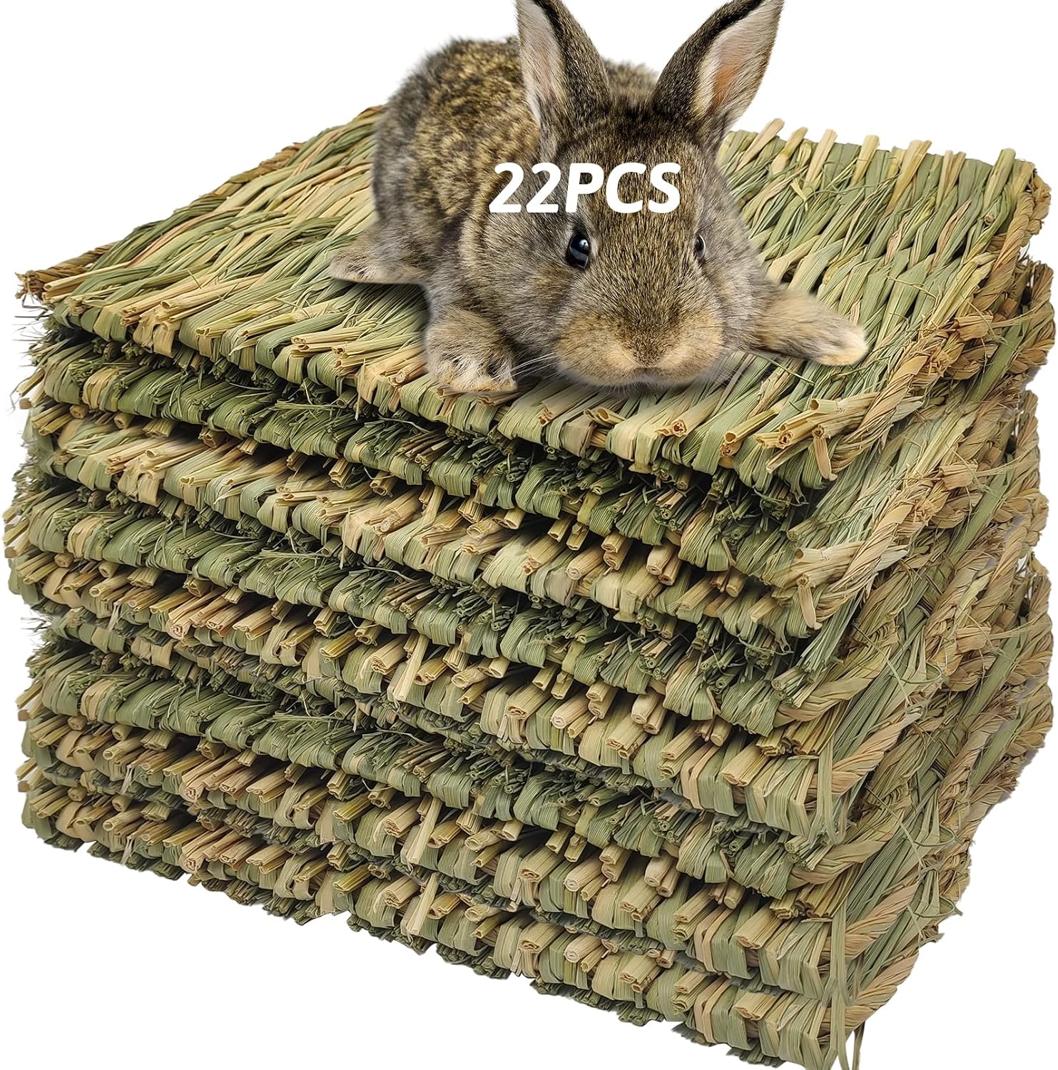 Hamiledyi Grass Mat Woven Bed Mat for Small Animal Bunny Bedding Nest Chew Toy Bed Play Toy for Guinea Pig Parrot Rabbit Hamster Rat(Pack of 3) - Image 9
