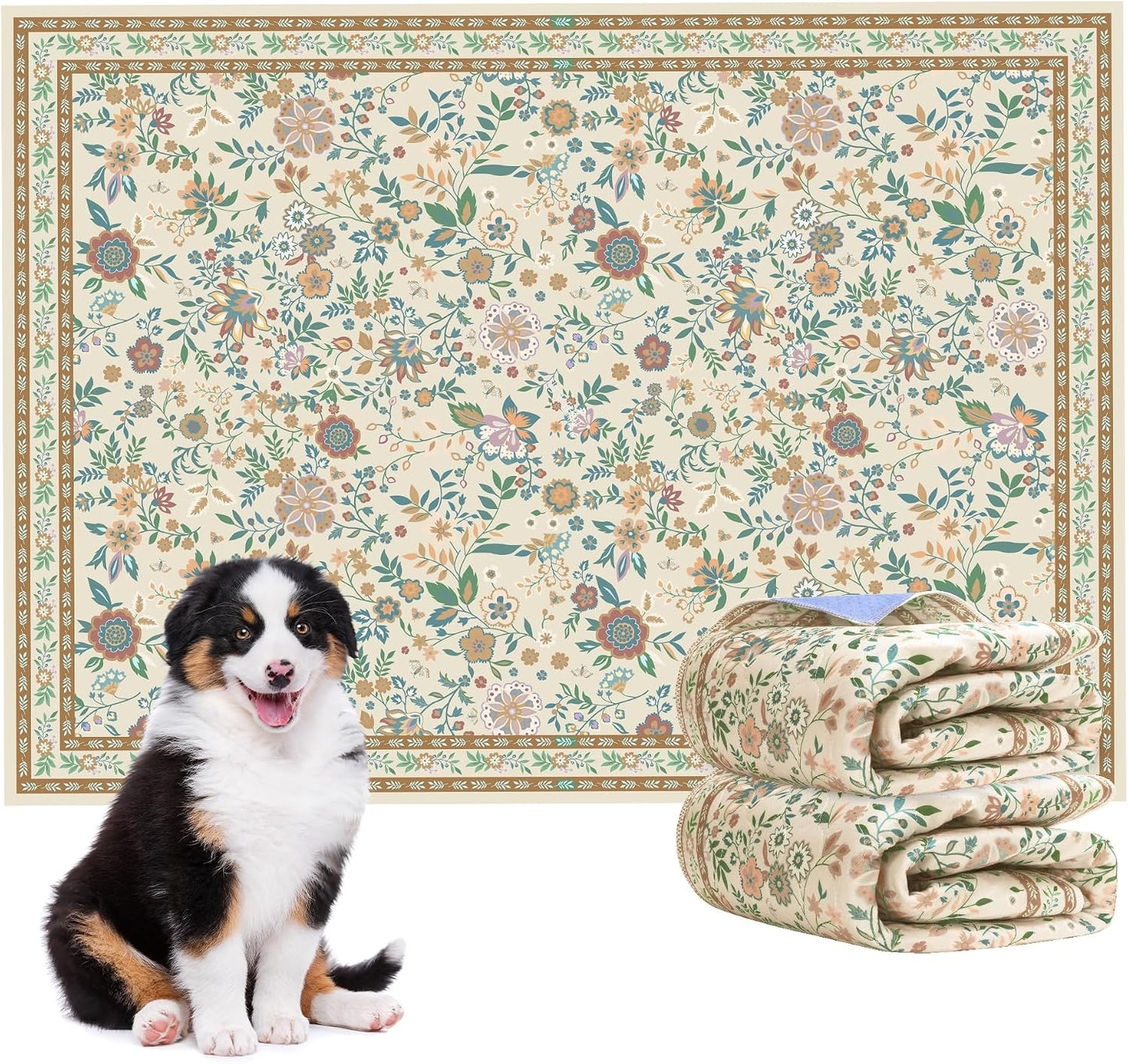 Washable Pee Pads for Dogs, 2 Pack Super Absorbent Reusable Puppy Pads with Colorful Flowers Patterns for Potty Training, Floor, Couch, Bed, and Crate,36"x 48" - Image 13