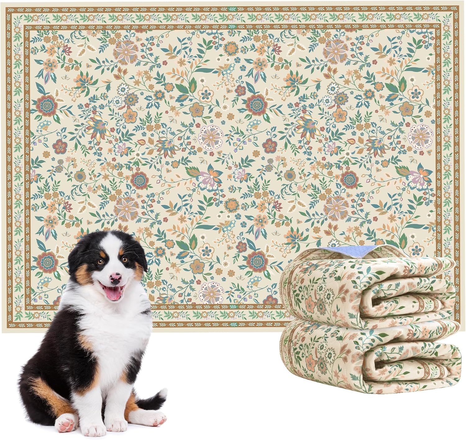 Washable Pee Pads for Dogs, 2 Pack Super Absorbent Reusable Puppy Pads with Colorful Flowers Patterns for Potty Training, Floor, Couch, Bed, and Crate,36"x 48" - Image 13