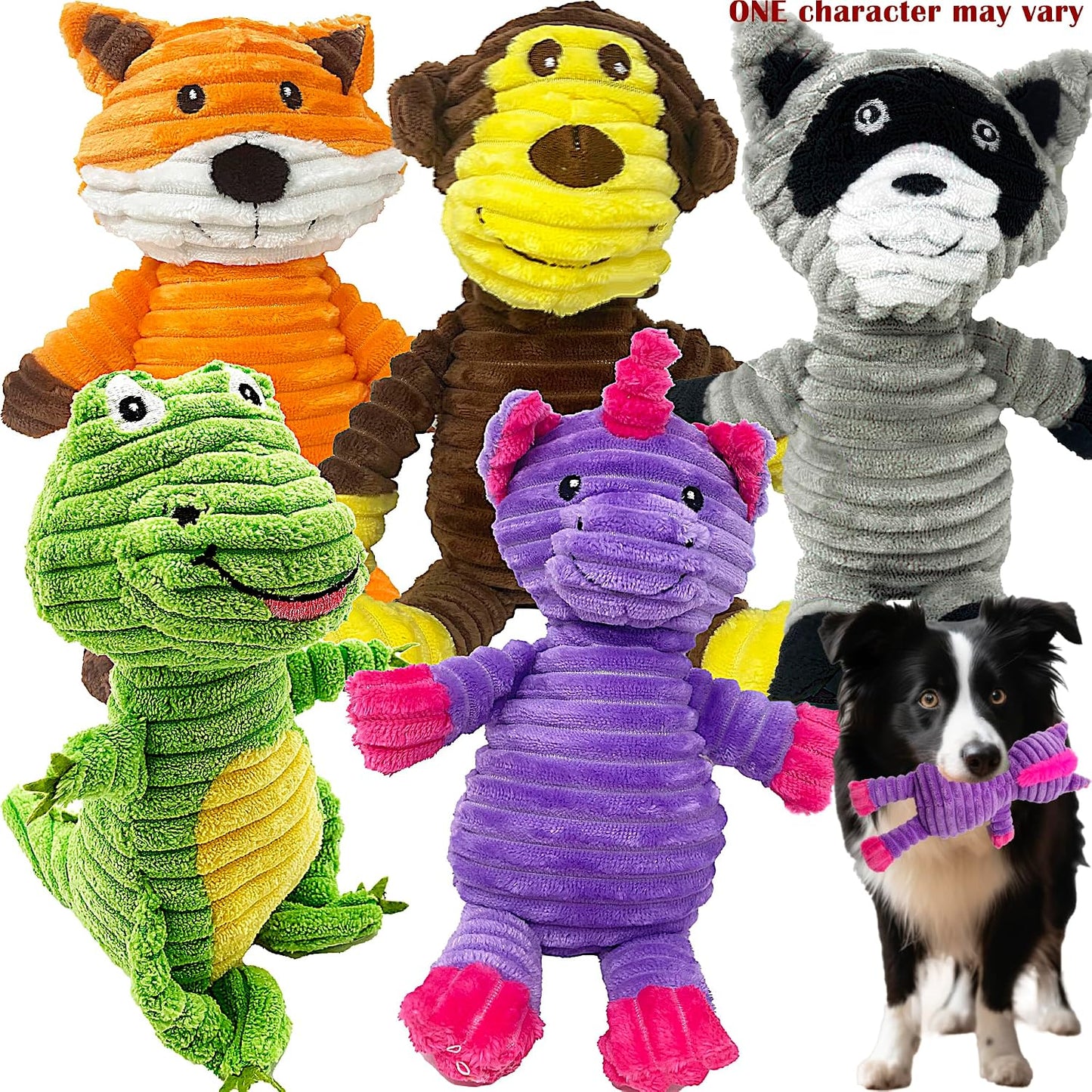 Jalousie Plush Toys Assortment Value Bundle Puppy Pet Mutt Squeak Toy for Medium Large Dogs (5 Pack Corduroy) - Image 9