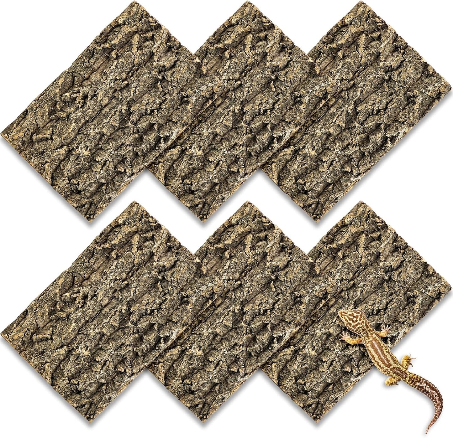 Fhiny 2 PCS Cork Bark Background, 11.6" x 7.7" Natural Reptile Terrarium Backdrop, Reptile Climbing Wall Decor for Bearded Dragon, Gecko, Chameleon, Snake - Image 9