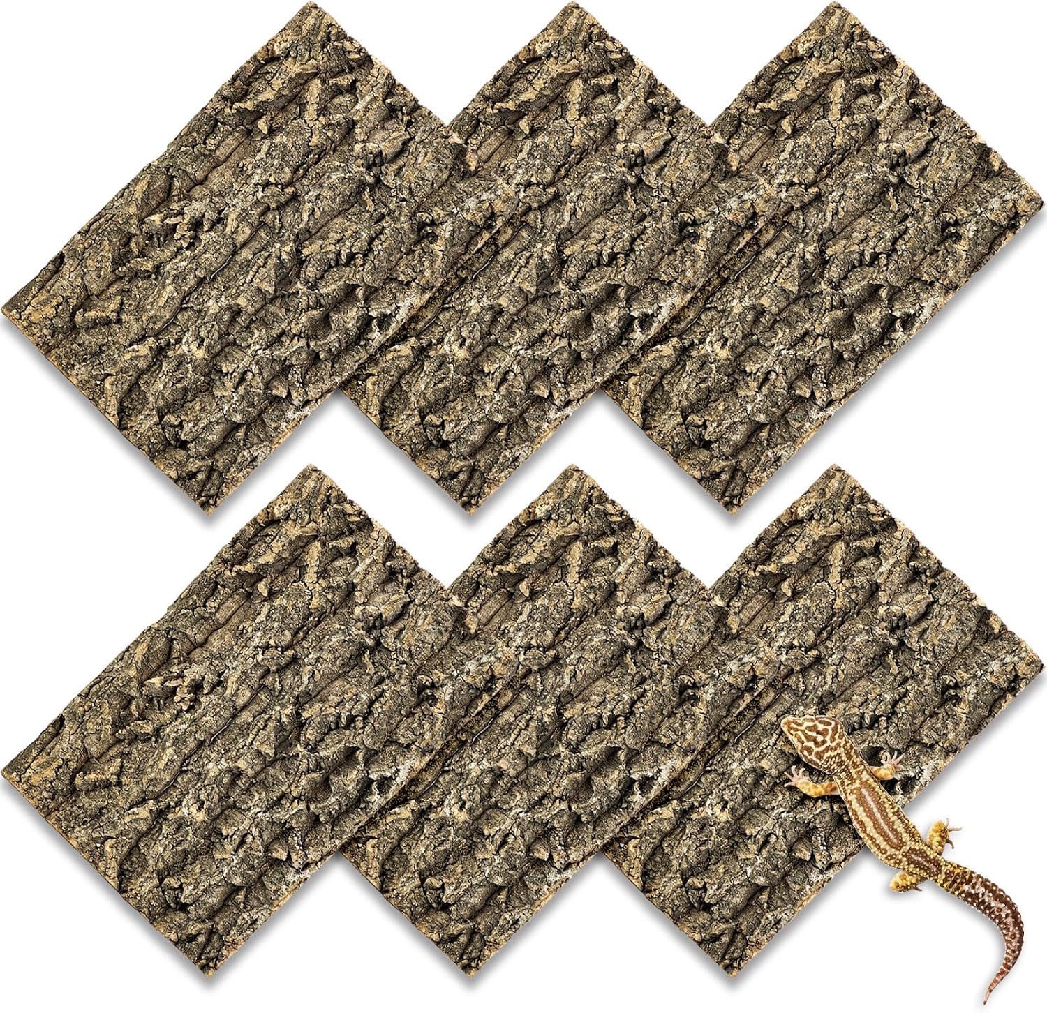 Fhiny 2 PCS Cork Bark Background, 11.6" x 7.7" Natural Reptile Terrarium Backdrop, Reptile Climbing Wall Decor for Bearded Dragon, Gecko, Chameleon, Snake - Image 9