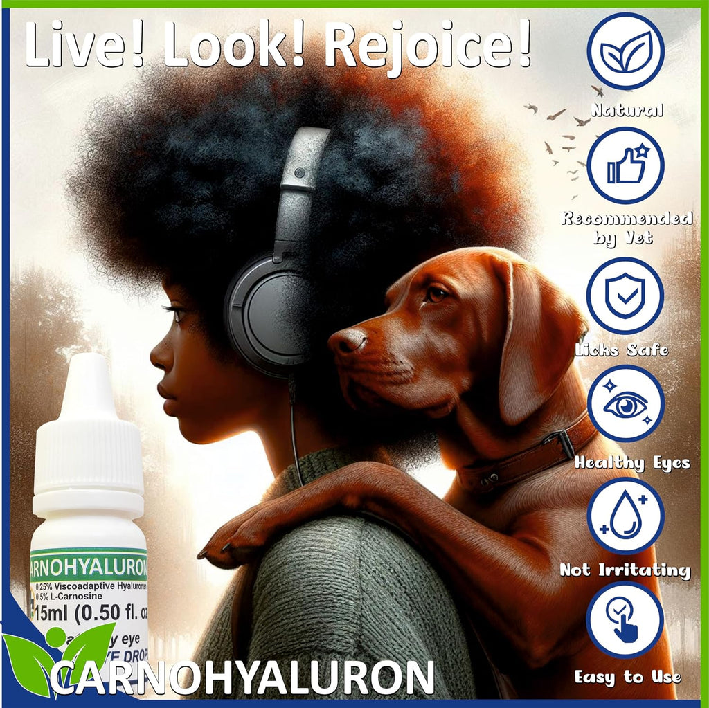 Handmade Carnohyaluron pet eye drops showing the sealed protective cap closure