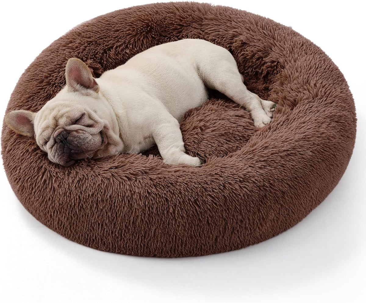 Bedsure Calming Donut Cat Bed - Fluffy Plush Round Pet Bed for Kitten & Puppy, Washable Anti-Anxiety Soft Comfy Cuddler, 20x20 Inches, Grey (Basic Version) - Image 14