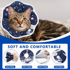 Small dark blue cat recovery collar with water resistant twill composite fabric texture close up