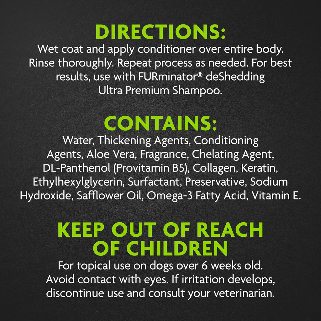 Professional undercoat release dog conditioner ingredients and back label