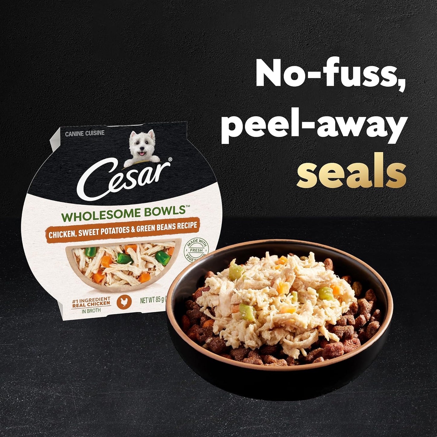 Cesar Wholesome Bowls Adult Wet Dog Food, Chicken Recipe and Chicken, Sweet Potatoes & Green Beans Recipe Variety Pack, Wet Food for Dogs, 3 Oz. Bowls, 6 Count - Image 9