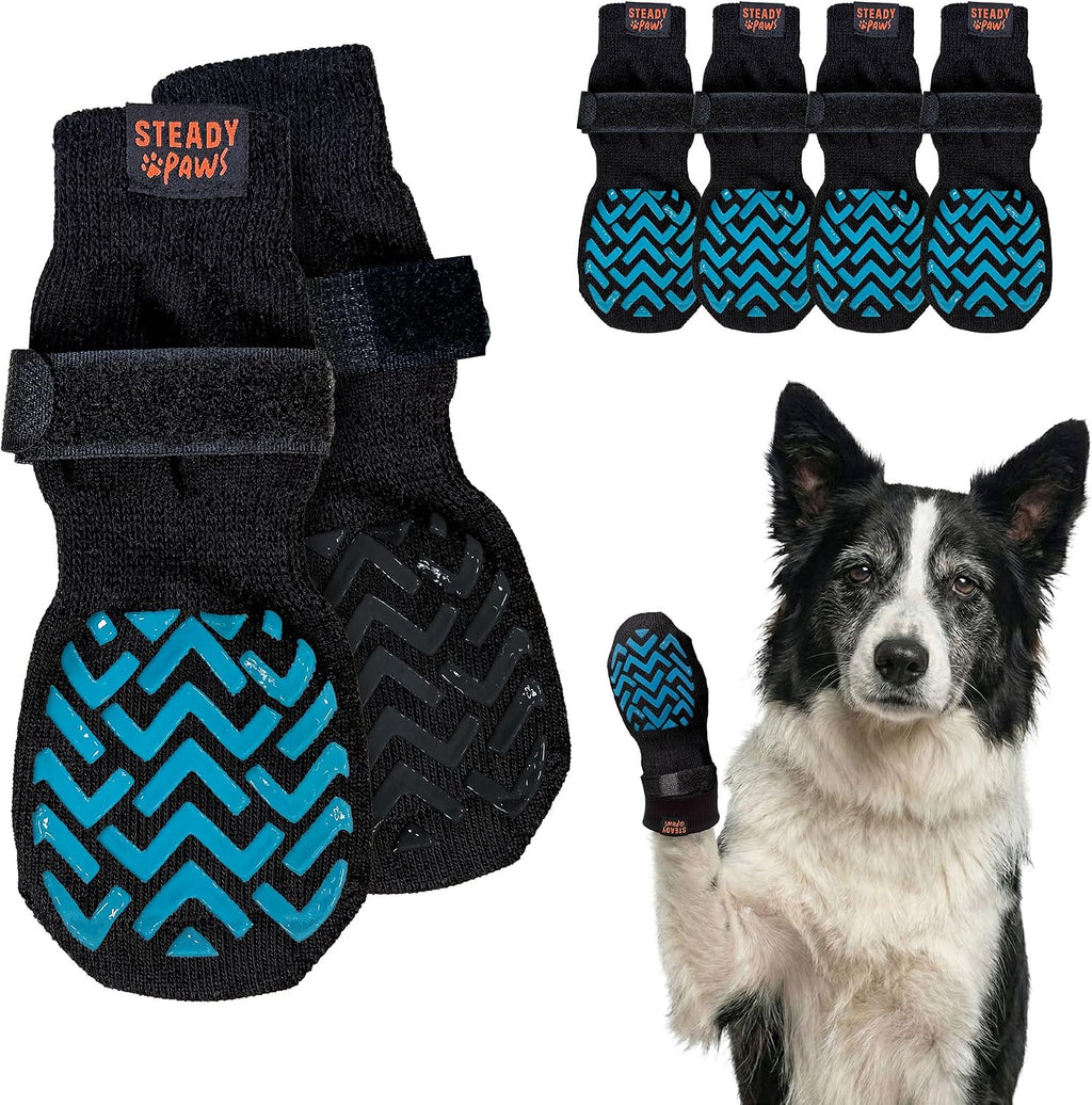 Steady Paws anti-slip dog socks front view on a large dog