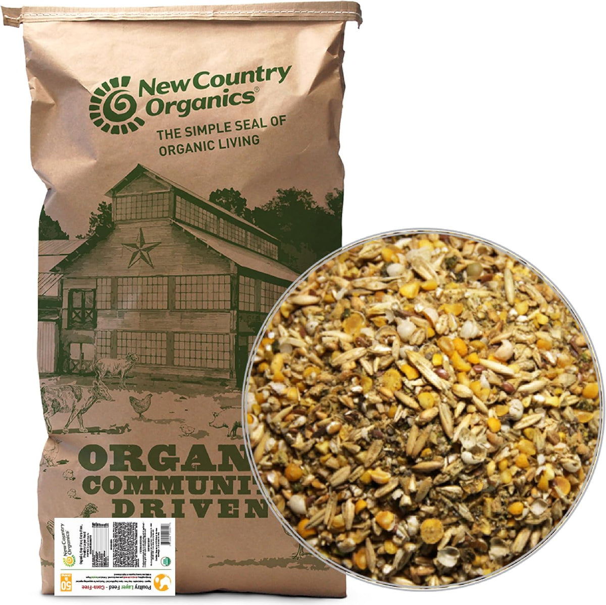 New Country Organics | Corn-Free Classic Layer Chicken Feed for Laying Hens | Corn-Free and Soy-Free | 17% Protein | Certified Organic and Non-GMO Chicken Food | 25lbs Bag - Image 14