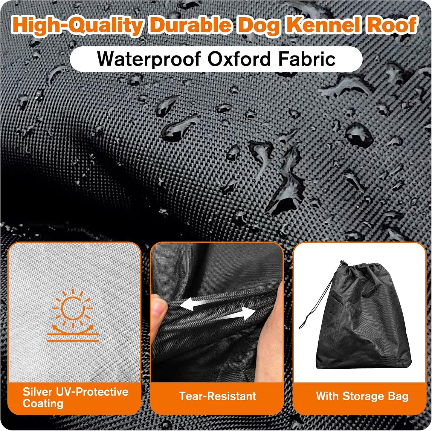 Sturdy fastening straps secured tightly onto a metal outdoor pet enclosure.