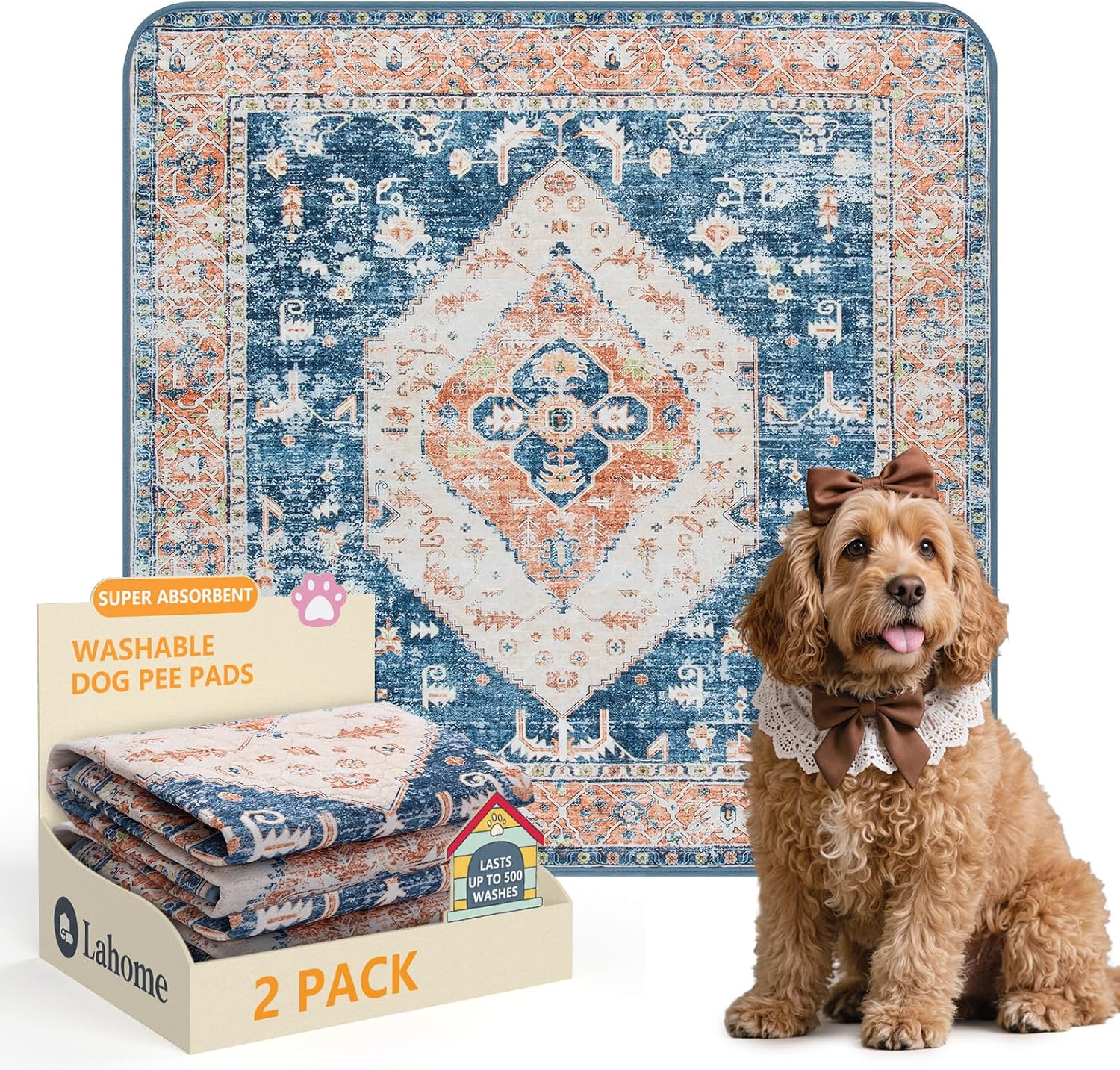 Lahome Reusable Washable Puppy Pads - 2 Pack Super Absorbent & Waterproof Dog Training Mats for Potty, Crate and Floor - Leakproof Pee Pads with Non-Slip Backing (Gray, 36"x48") - Image 12