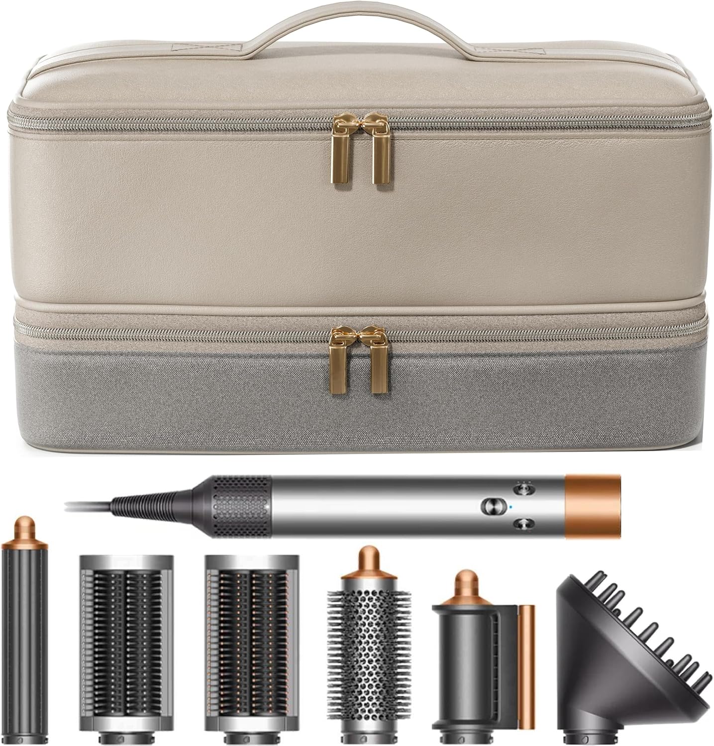 CENXI BellaBag hair dryer travel case front view showing double layer zipper sections.