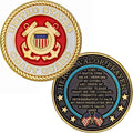 Hero's Valor United States Coast Guard Challenge Coin front view showing detailed military emblem.