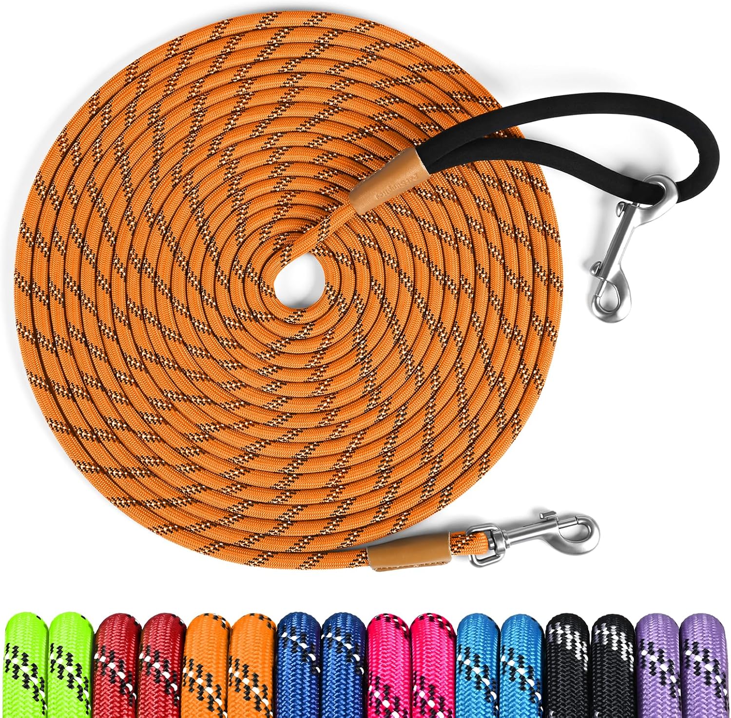 lynxking Long Dog Leash Reflective 15ft 30ft 50ft Check Cord Training Lead Padded Handle Heavy Duty Rope for Puppy Small Medium Large Dogs (Light Blue, 30ft x 3/8inch) - Image 9