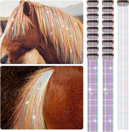 Juexica 18 pieces horse mane and tail clip in hair extensions front view