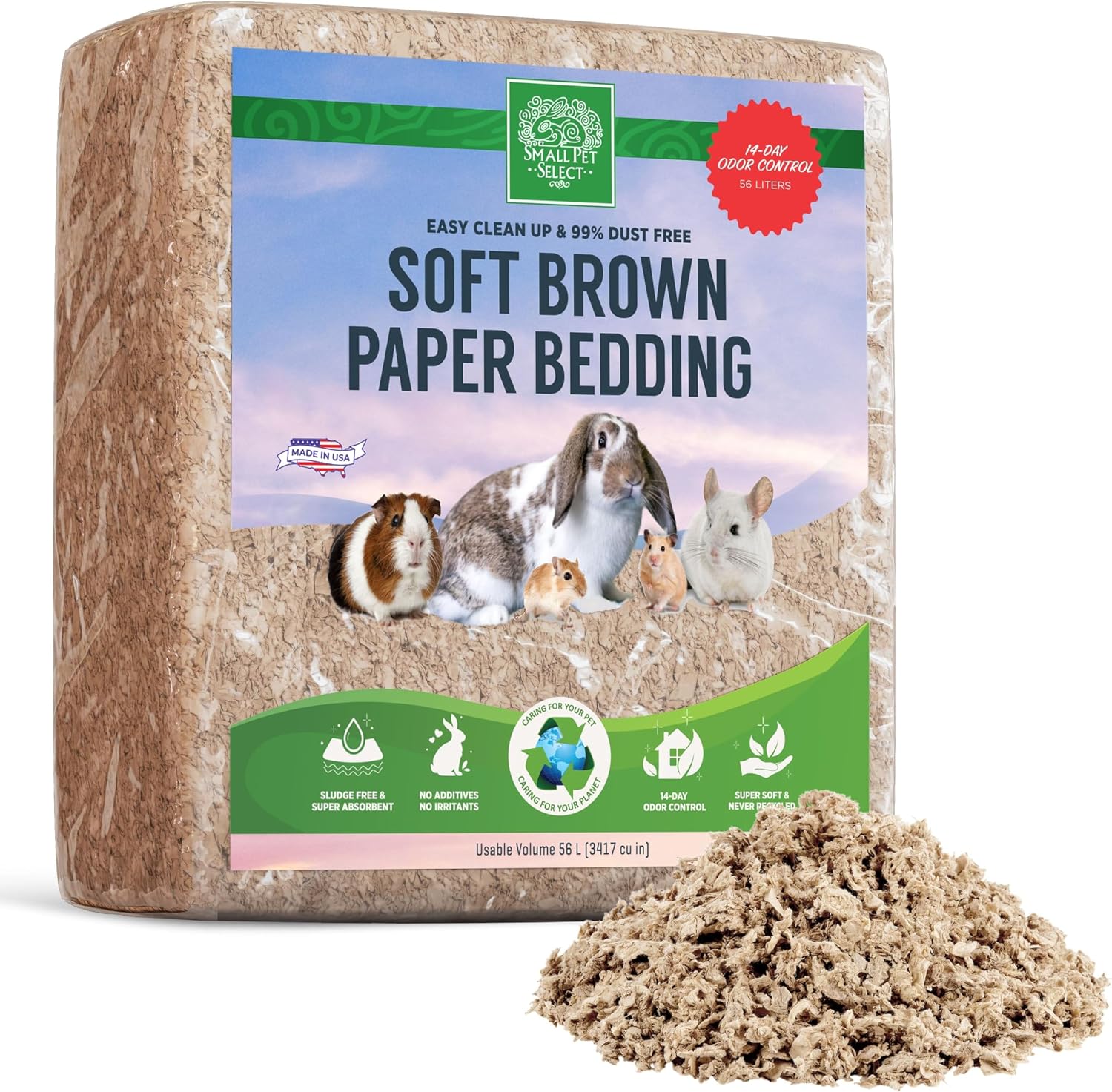 Small Pet Select natural brown paper bedding bag back view