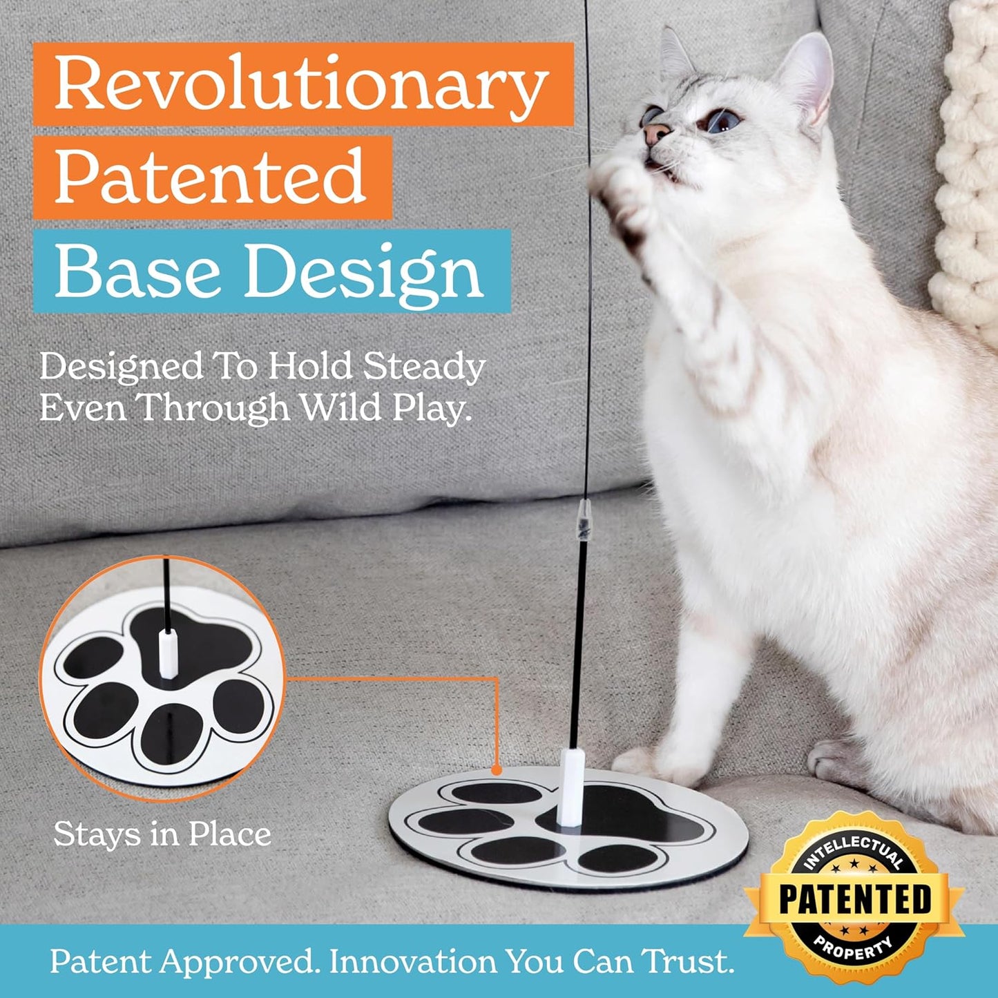Heavy duty self holding floor base for indoor cat suction cup toys.