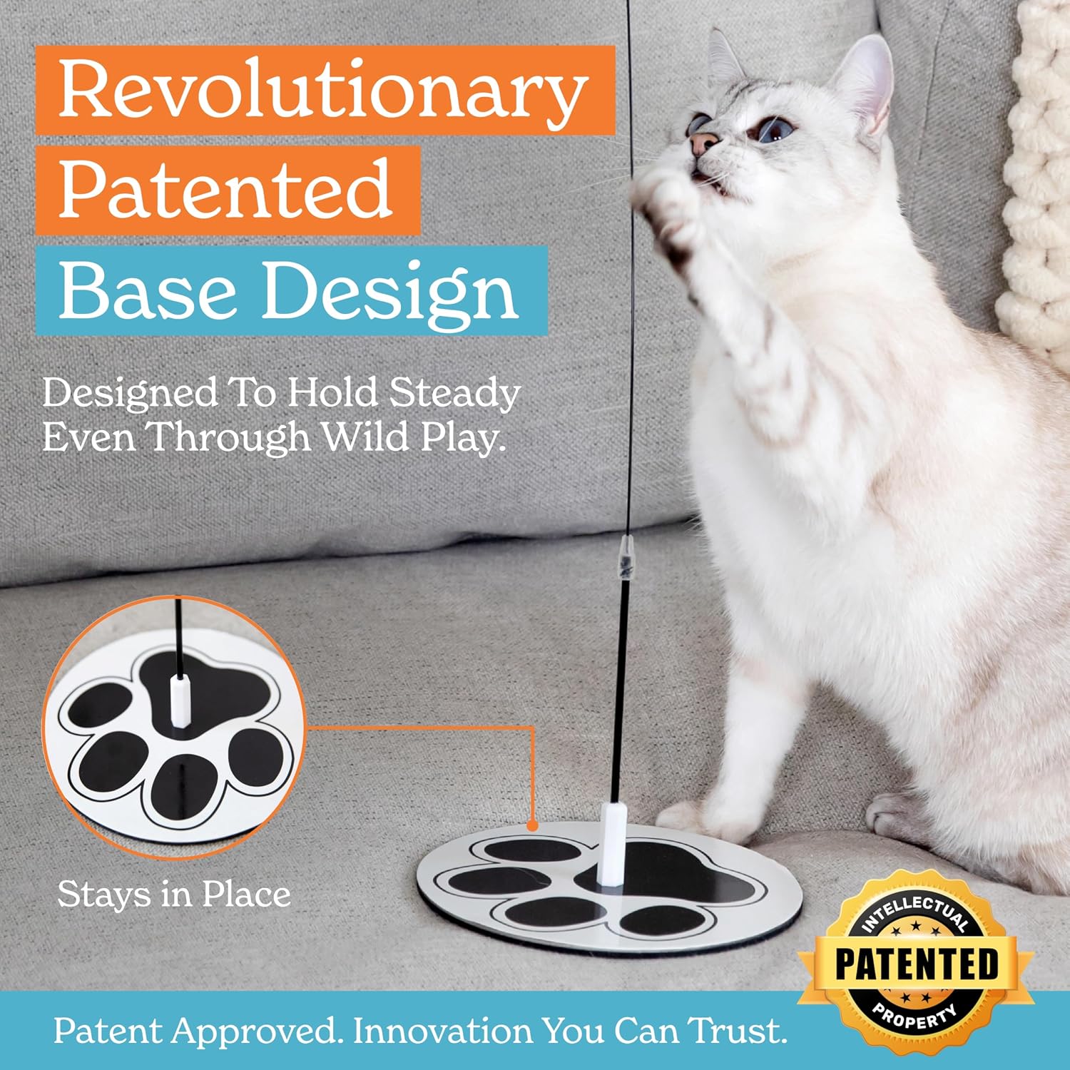 Heavy duty self holding floor base for indoor cat suction cup toys.