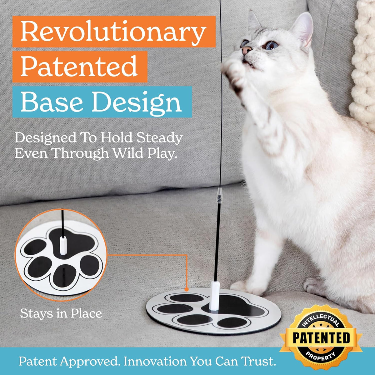 Heavy duty self holding floor base for indoor cat suction cup toys.