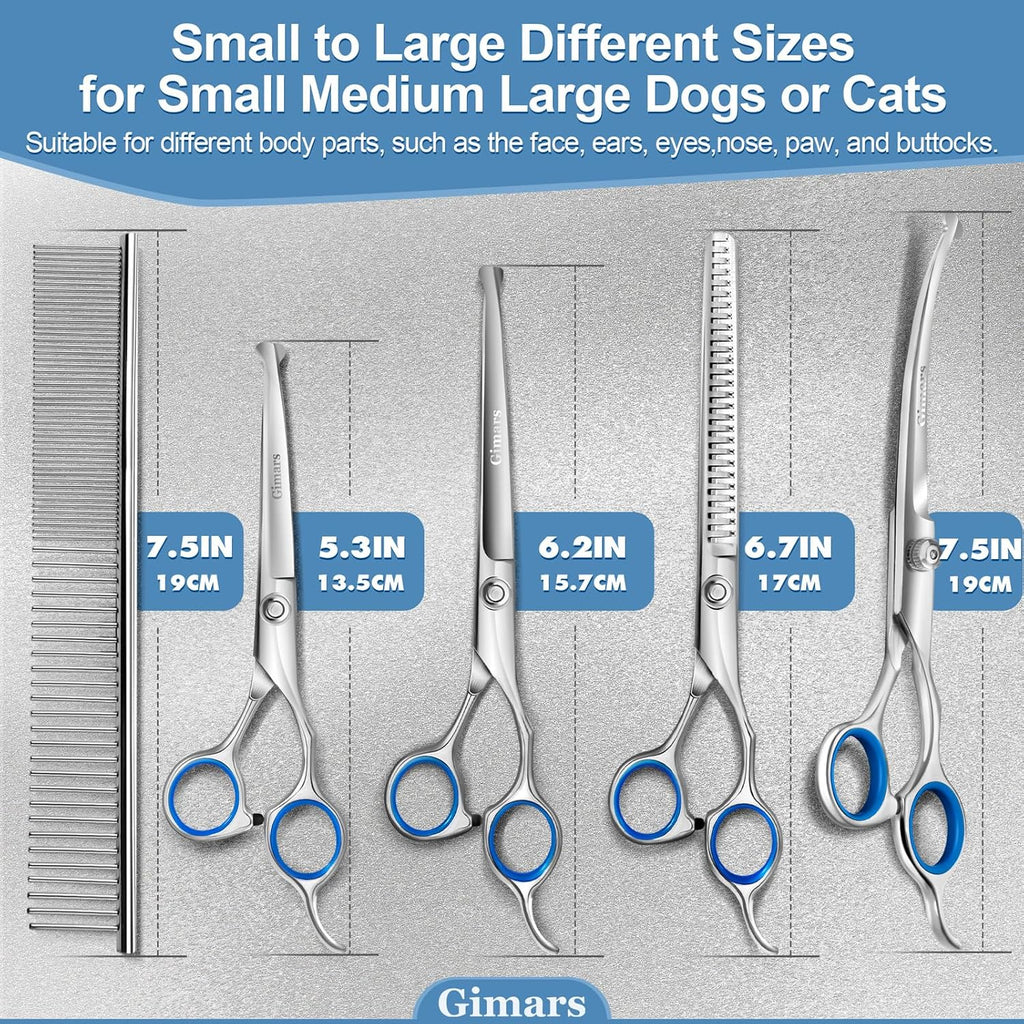 Gimars Titanium Coated Professional 6 in 1 4CR Stainless Steel Dog Grooming Scissors with Safety Round Tip, Heavy Duty Pet Grooming Scissor for Dogs, Cats and Other Animals - Image 9