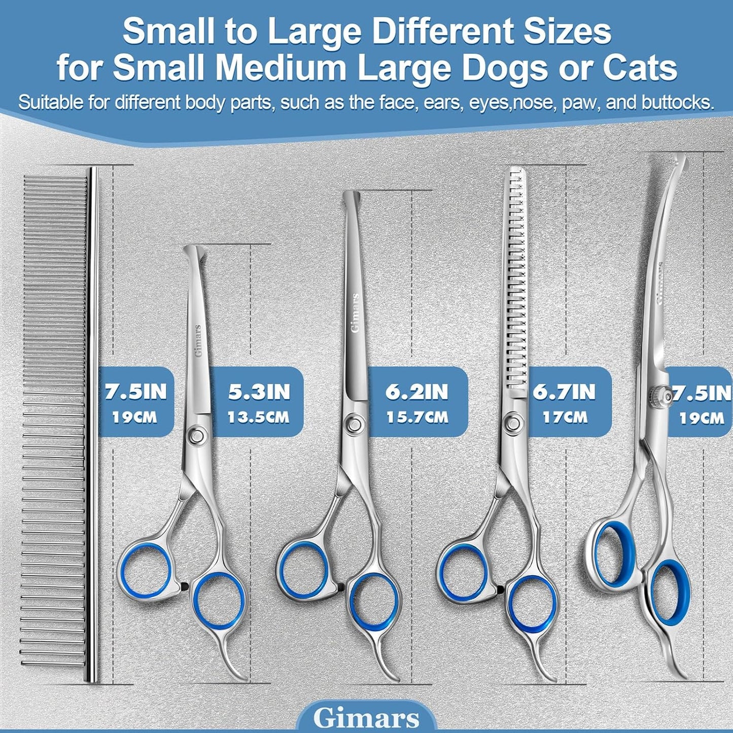 Gimars Titanium Coated Professional 6 in 1 4CR Stainless Steel Dog Grooming Scissors with Safety Round Tip, Heavy Duty Pet Grooming Scissor for Dogs, Cats and Other Animals - Image 9