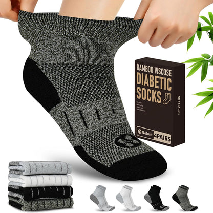NOLUNT Diabetic Socks for Men 4 pair pack front view