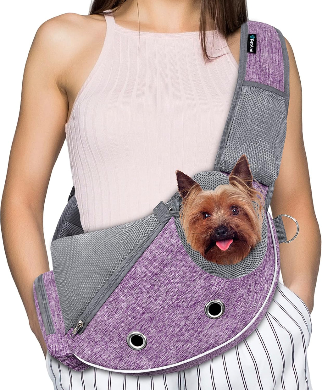 PetAmi Dog Sling Carrier for Small Dogs, Puppy Carrier Purse, Hands Free Cat Sling for Small & Medium Pet, Adjustable Crossbody Travel Bag, Reflective Trim, Poop Bag Dispenser, Max 10 lbs, Teal Blue - Image 11