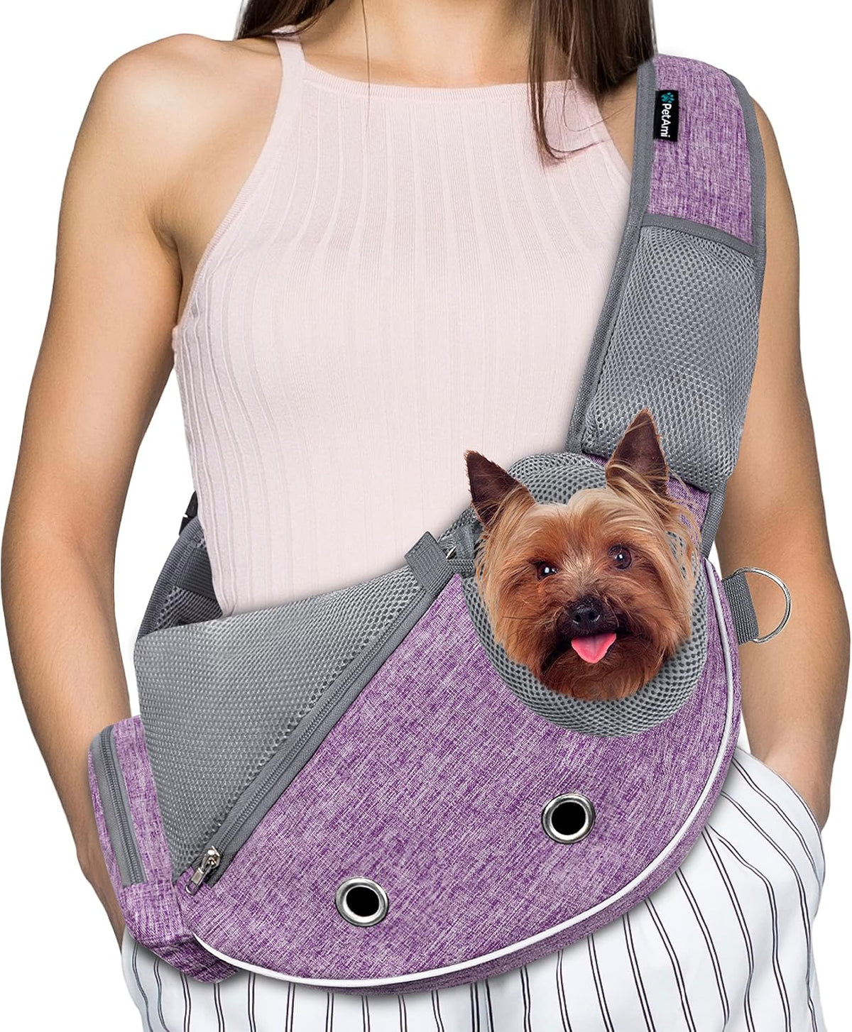PetAmi Dog Sling Carrier for Small Dogs, Puppy Carrier Purse, Hands Free Cat Sling for Small & Medium Pet, Adjustable Crossbody Travel Bag, Reflective Trim, Poop Bag Dispenser, Max 10 lbs, Teal Blue - Image 11