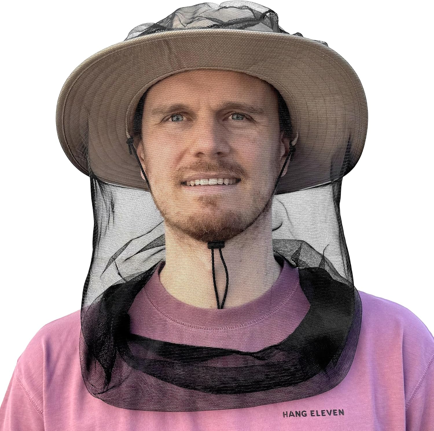 Universal Backpackers mosquito head net black front view