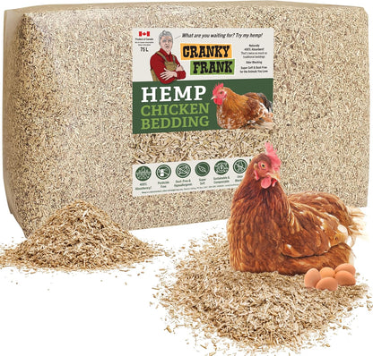 Cranky Frank Hemp Chicken Bedding 30 Pound bag front view for coop