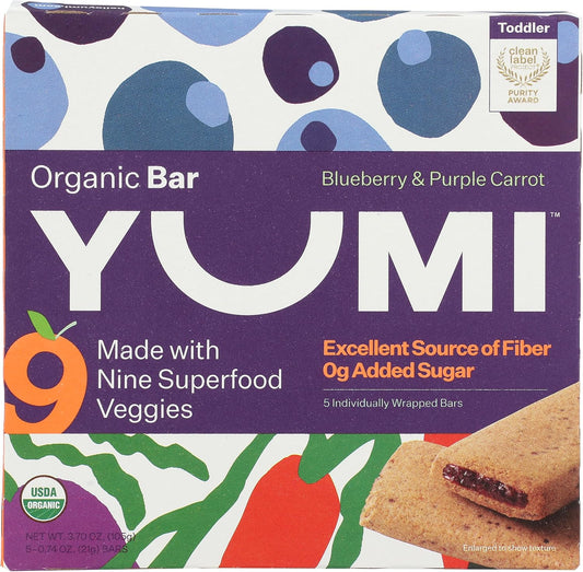 Yumi Organic Toddler Snack Bars Blueberry Purple Carrot front retail box view