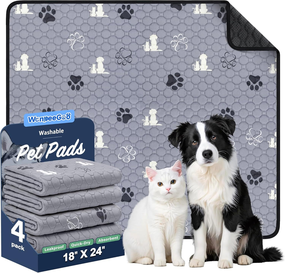 WanpeeGoo Washable Pee Pads 4 Pack front view