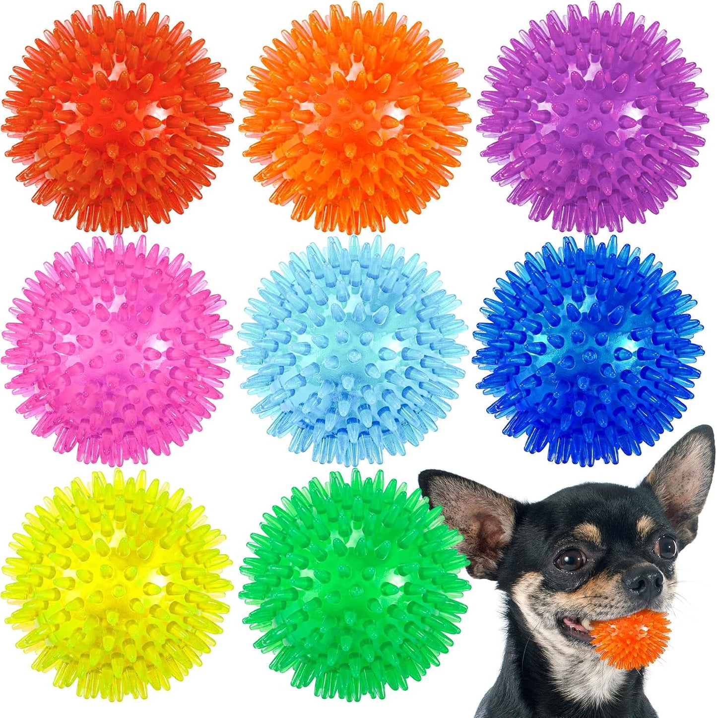 Dog Balls 4.5" Squeaky Dog Toys Spikey Ball for Aggressive Chewers Heavy Duty Teething Large Medium Durable Dogs Balls (4 Pack) - Image 10
