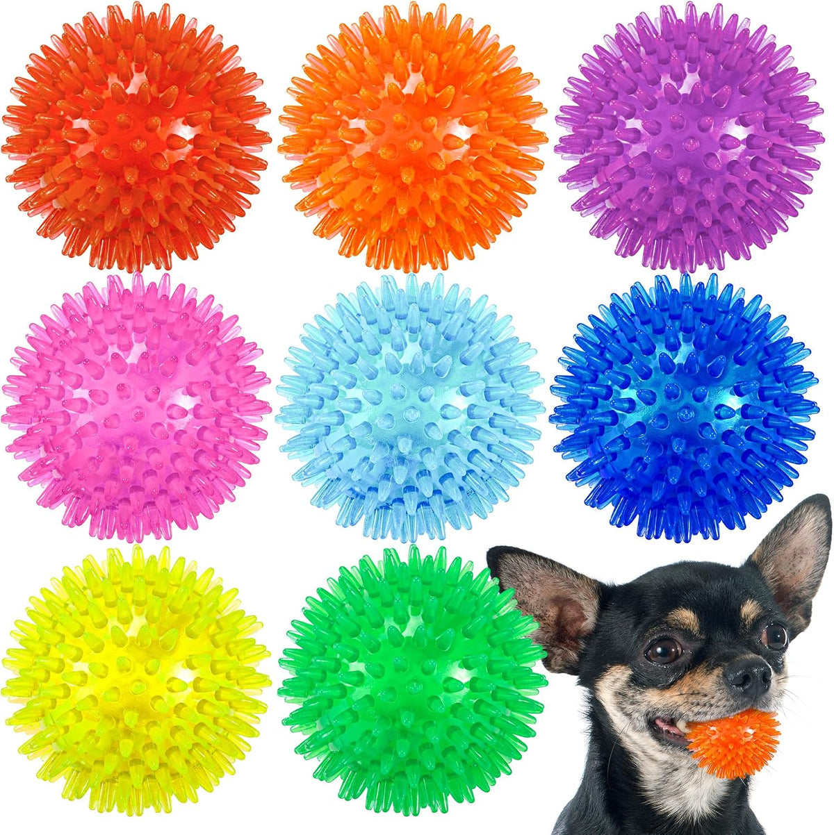 Dog Balls 4.5" Squeaky Dog Toys Spikey Ball for Aggressive Chewers Heavy Duty Teething Large Medium Durable Dogs Balls (4 Pack) - Image 10