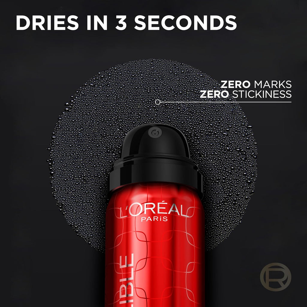 Waterproof and sweat-proof makeup setting spray ingredients panel close up
